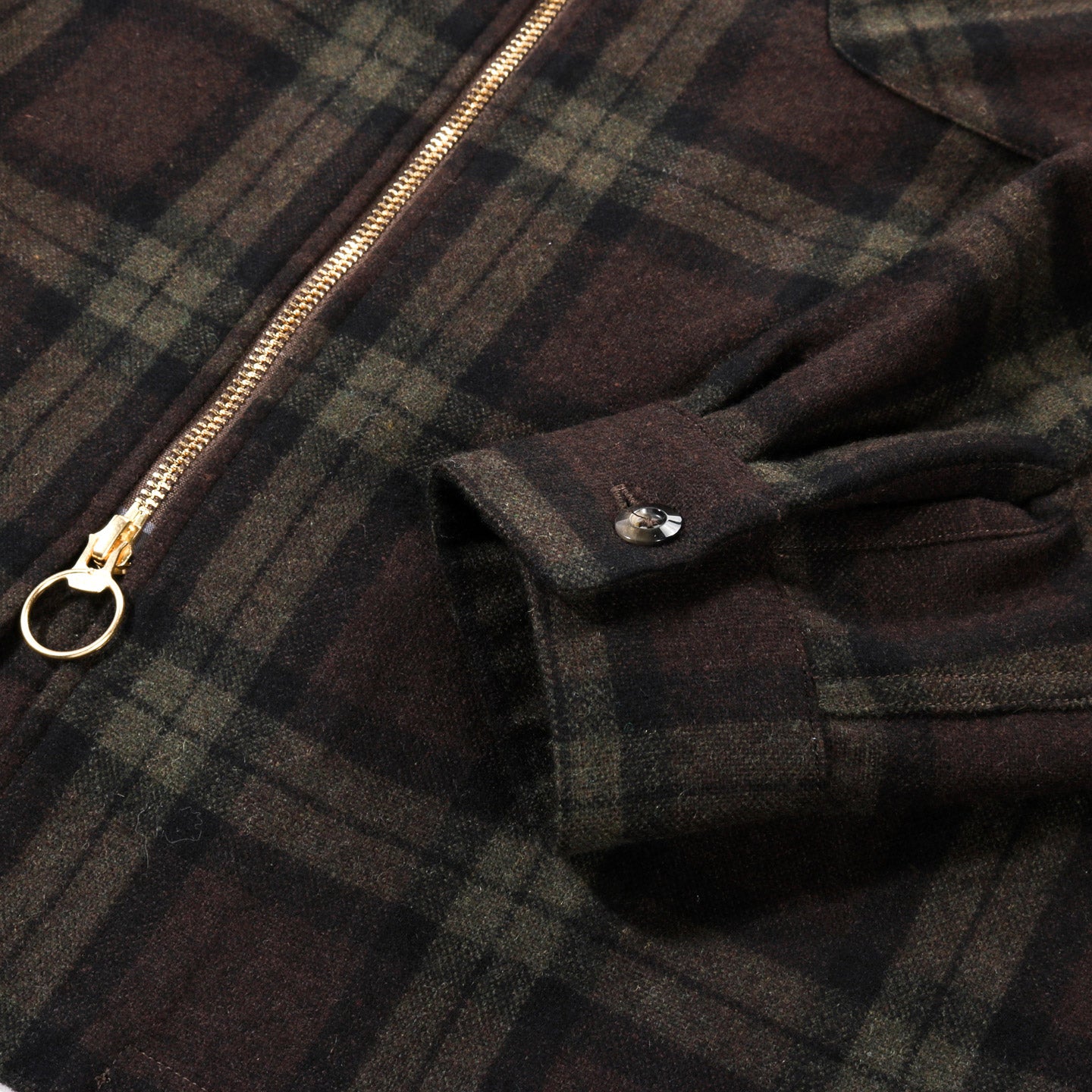 KAPITAL WOOL CHECK DRIZZLE OPEN COLLAR SHIRT KHAKI