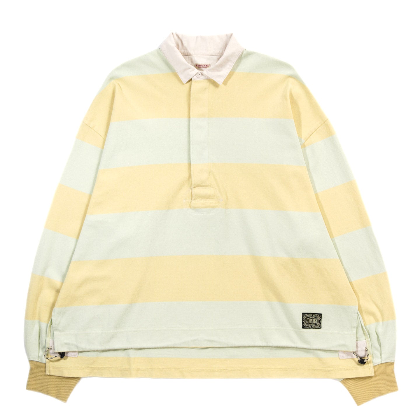 KAPITAL JAIL STRIPE JERSEY BIG RUGGER SHIRT YELLOW X GREEN