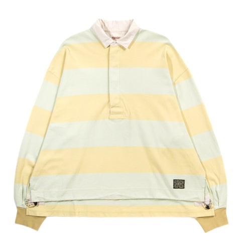 KAPITAL JAIL STRIPE JERSEY BIG RUGGER SHIRT YELLOW X GREEN