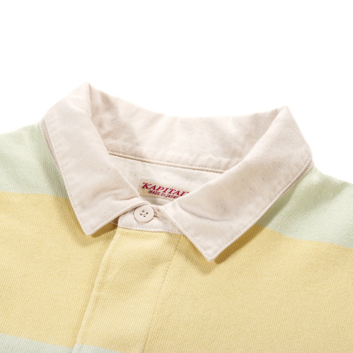 KAPITAL JAIL STRIPE JERSEY BIG RUGGER SHIRT YELLOW X GREEN