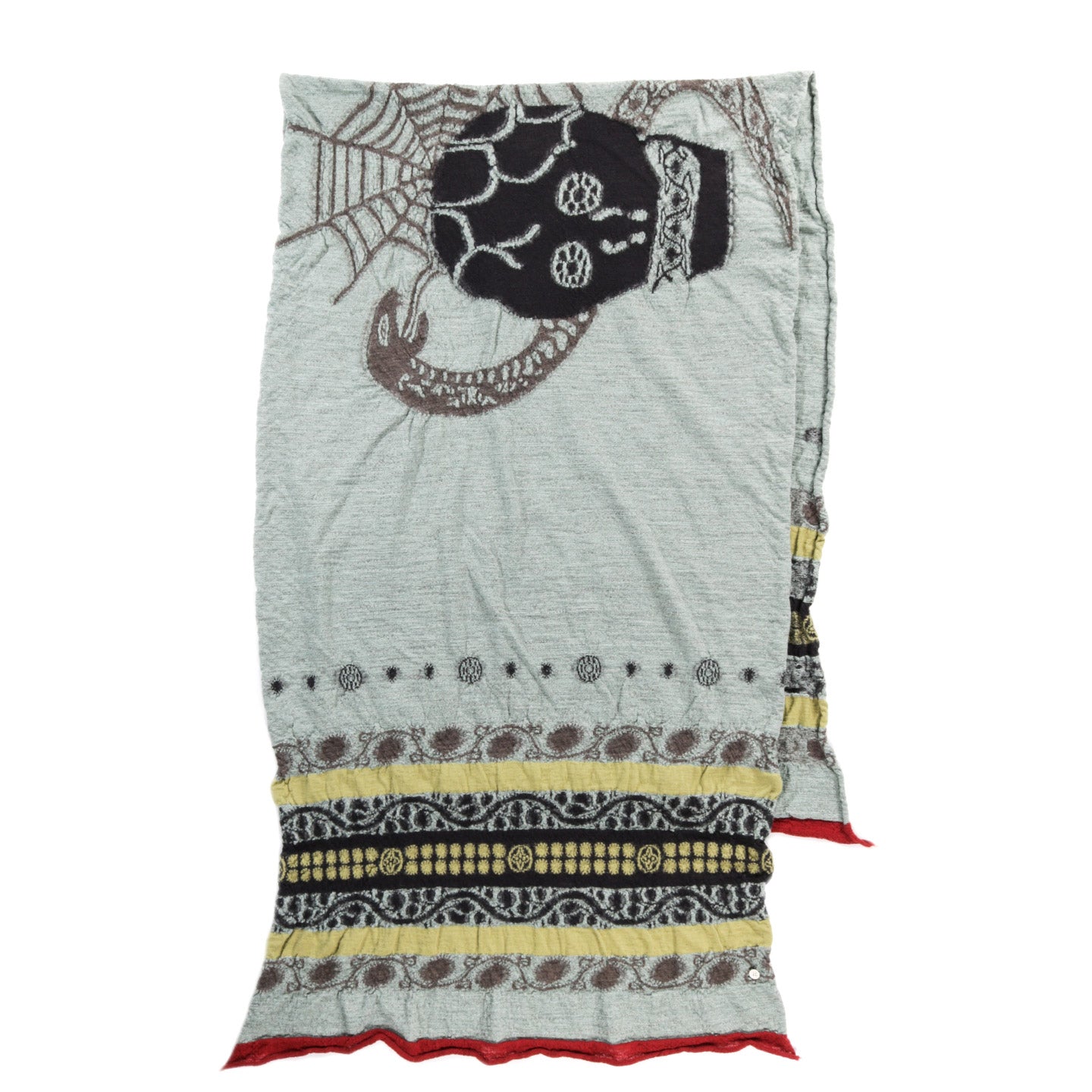 KAPITAL FULLING WOOL SCARF COPTIC SKULL GREEN