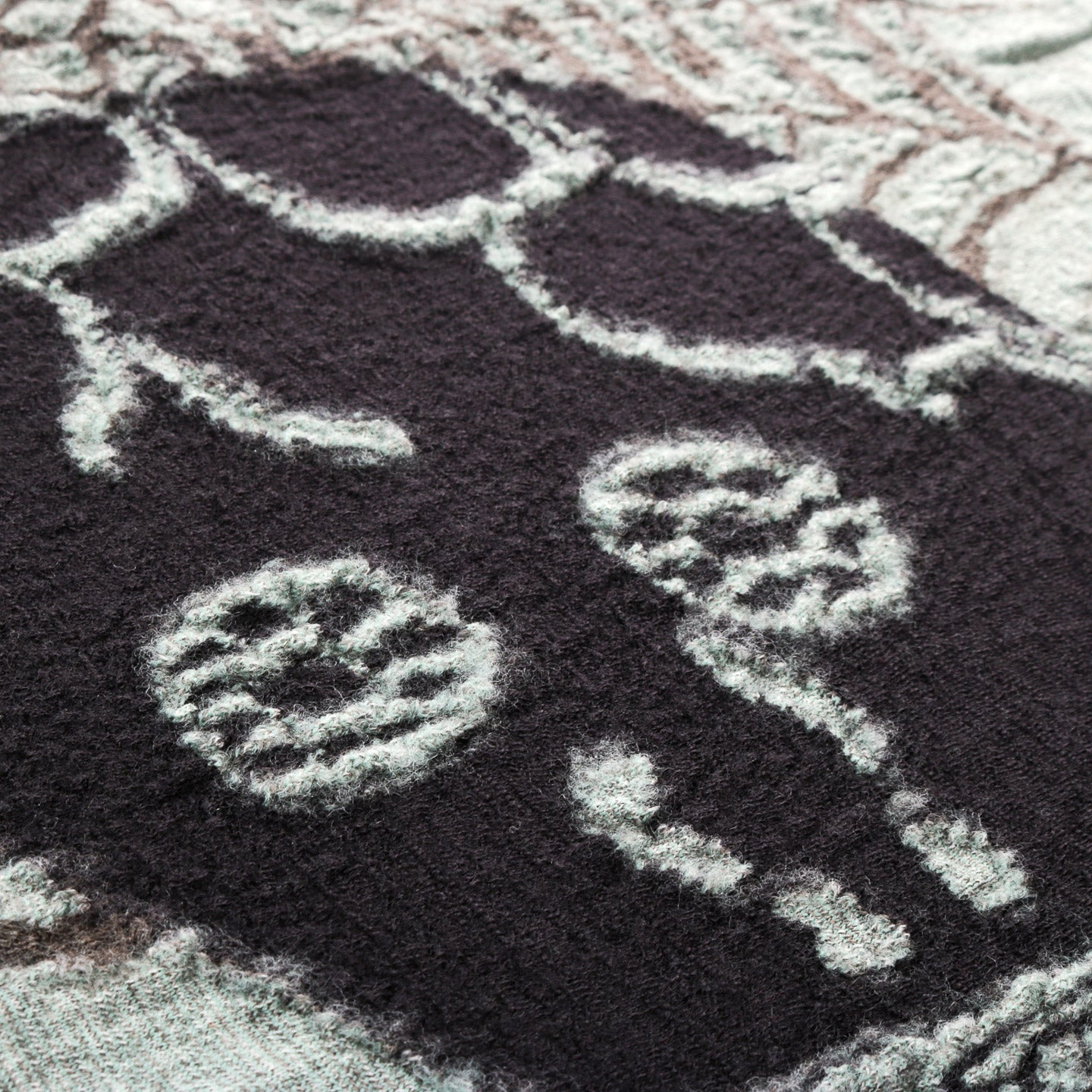 KAPITAL FULLING WOOL SCARF COPTIC SKULL GREEN