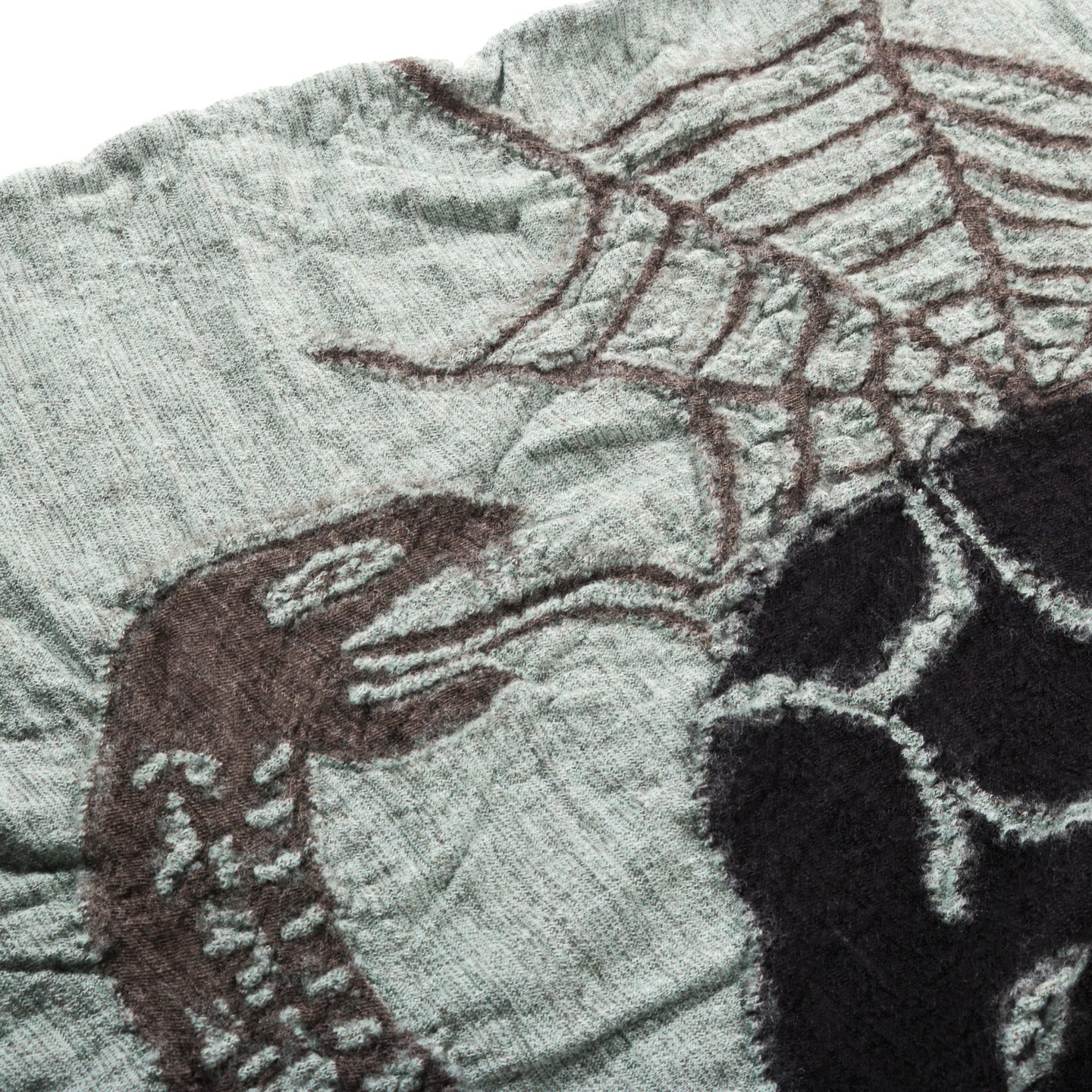 KAPITAL FULLING WOOL SCARF COPTIC SKULL GREEN