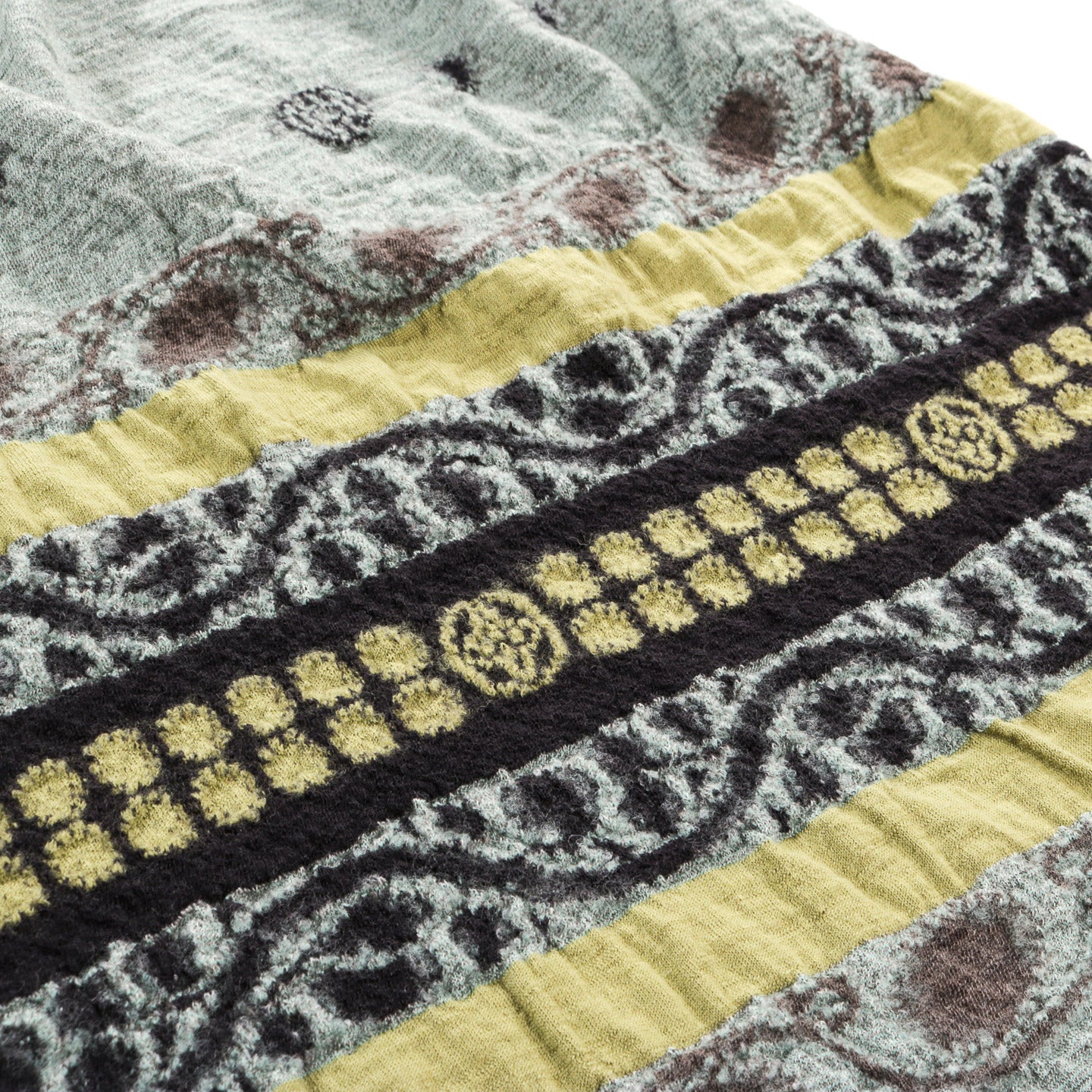 KAPITAL FULLING WOOL SCARF COPTIC SKULL GREEN