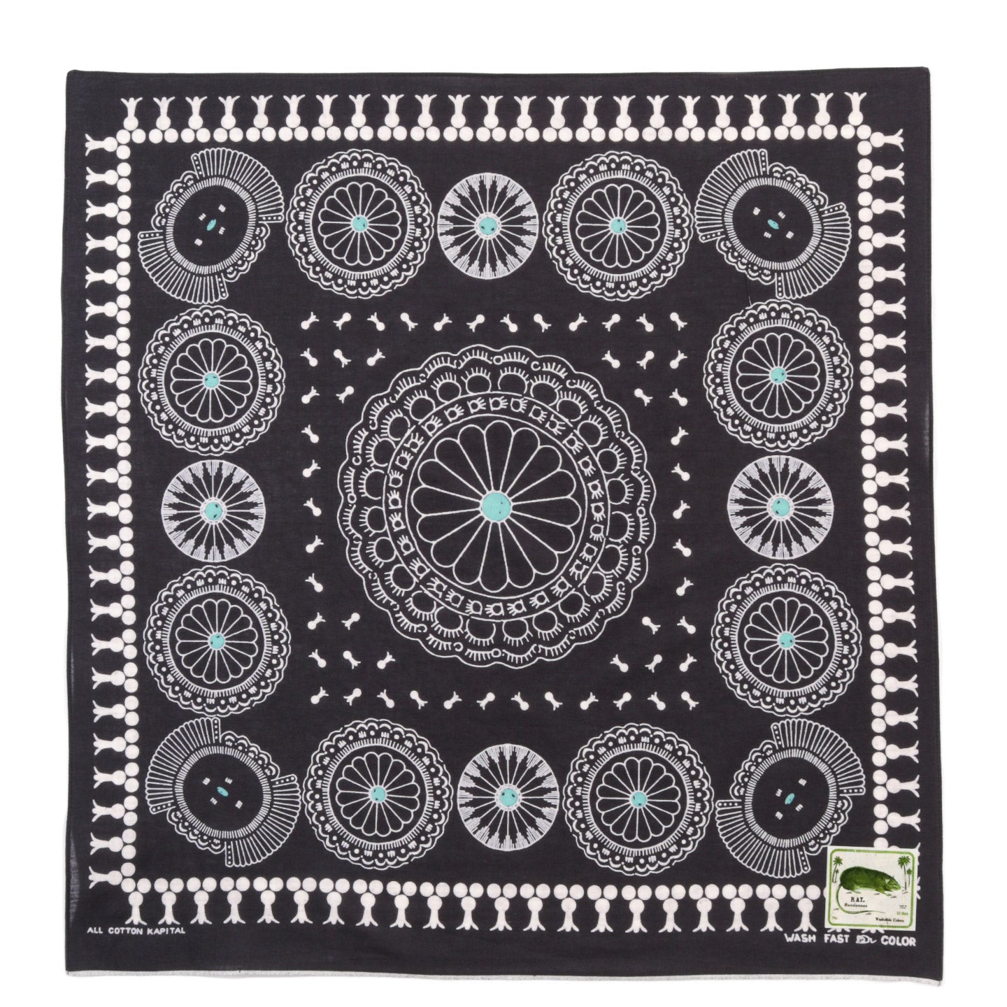 KAPITAL FASTCOLOR SELVEDGE BANDANA CONCHO BLACK