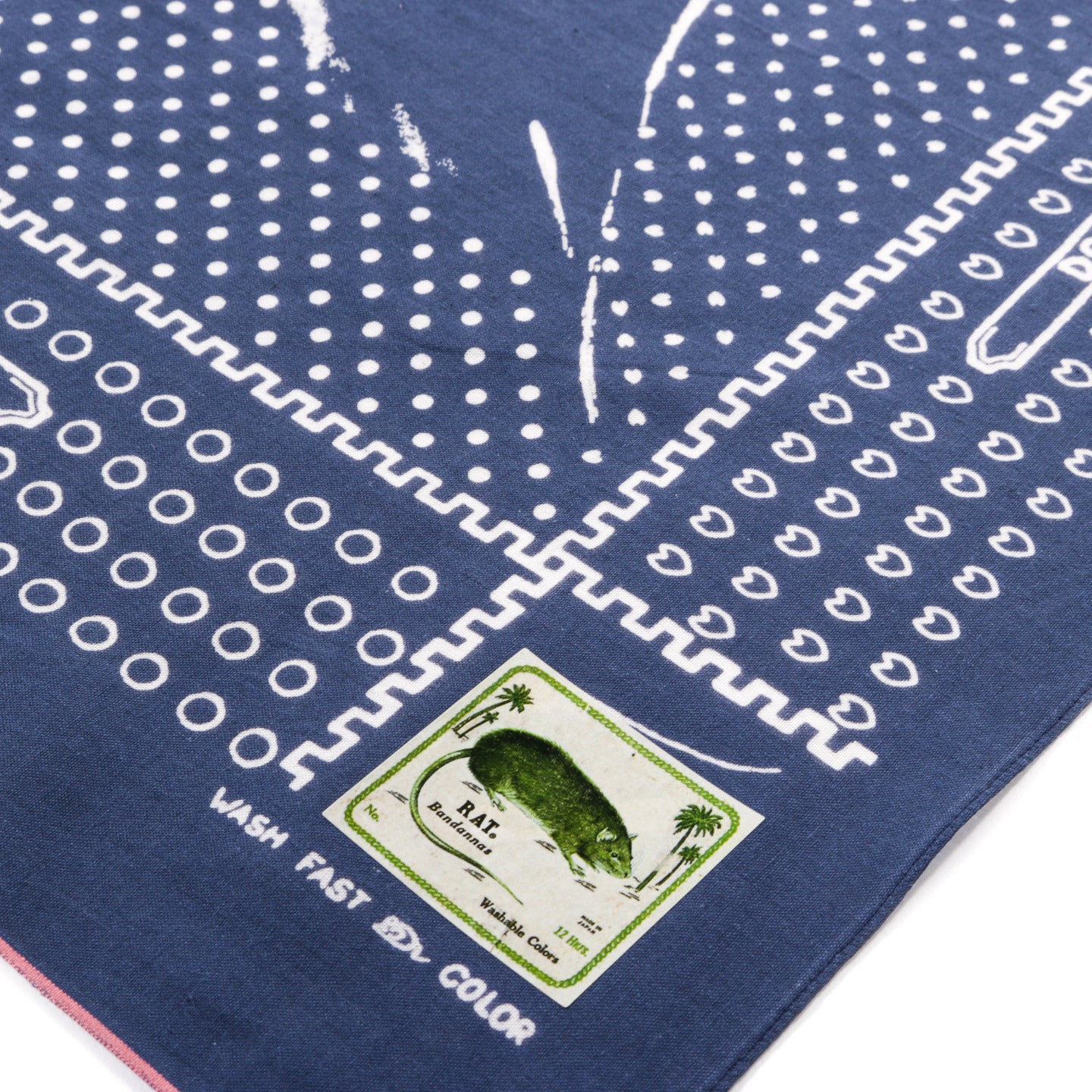 KAPITAL FASTCOLOR SELVEDGE BANDANA MIRRORED FUJI PROFILE RAINBOWY NAVY