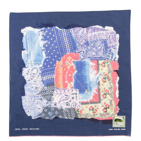 KAPITAL FASTCOLOR SELVEDGE BANDANA BANDANA PATCHWORK NAVY