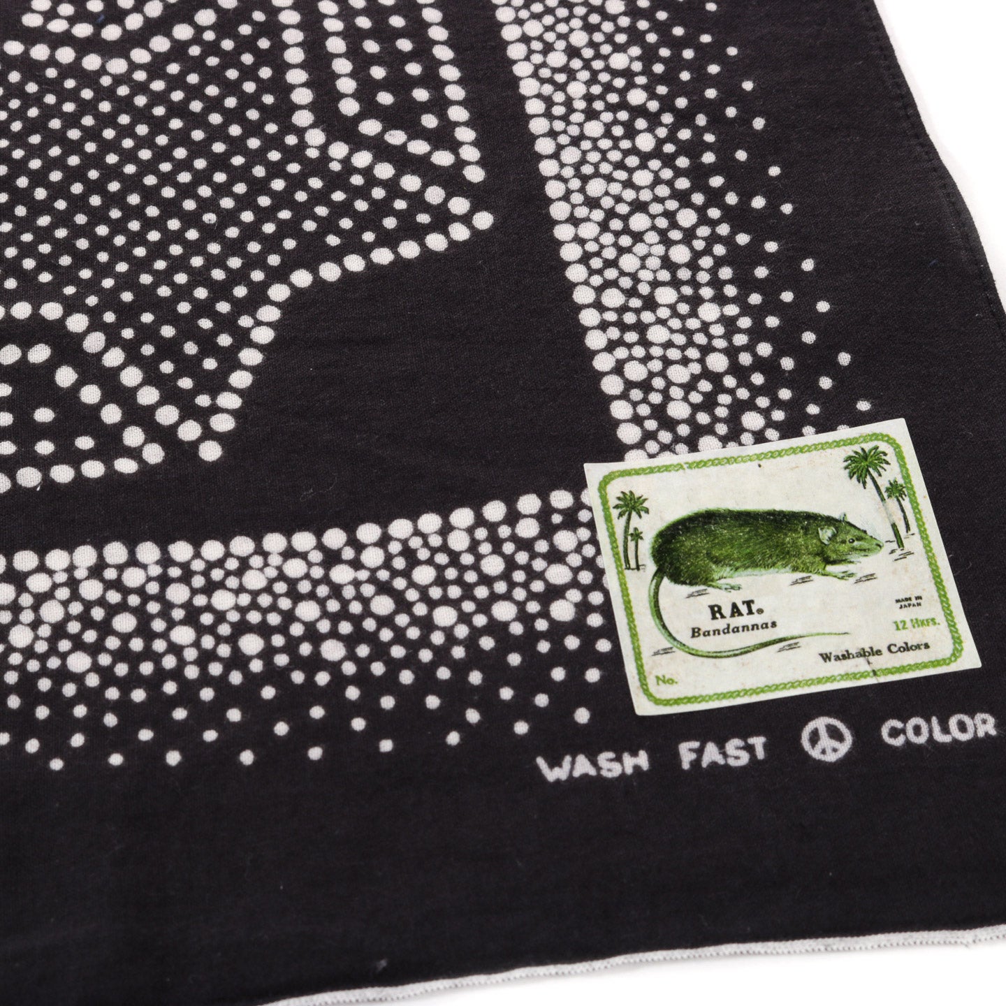 KAPITAL FASTCOLOR SELVEDGE BANDANA MAGPIE EMBROIDERY BLACK