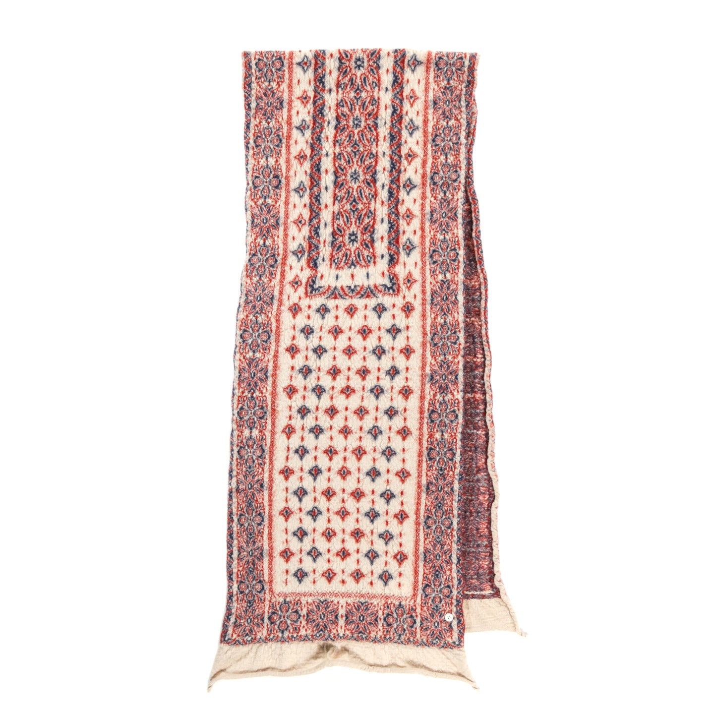 KAPITAL FULLING WOOL SCARF COLORFUL BIG MAMA BANDANA ECRU