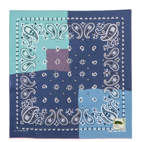 KAPITAL FASTCOLOR SELVEDGE BANDANA PAISLEY PATCHWORK NAVY