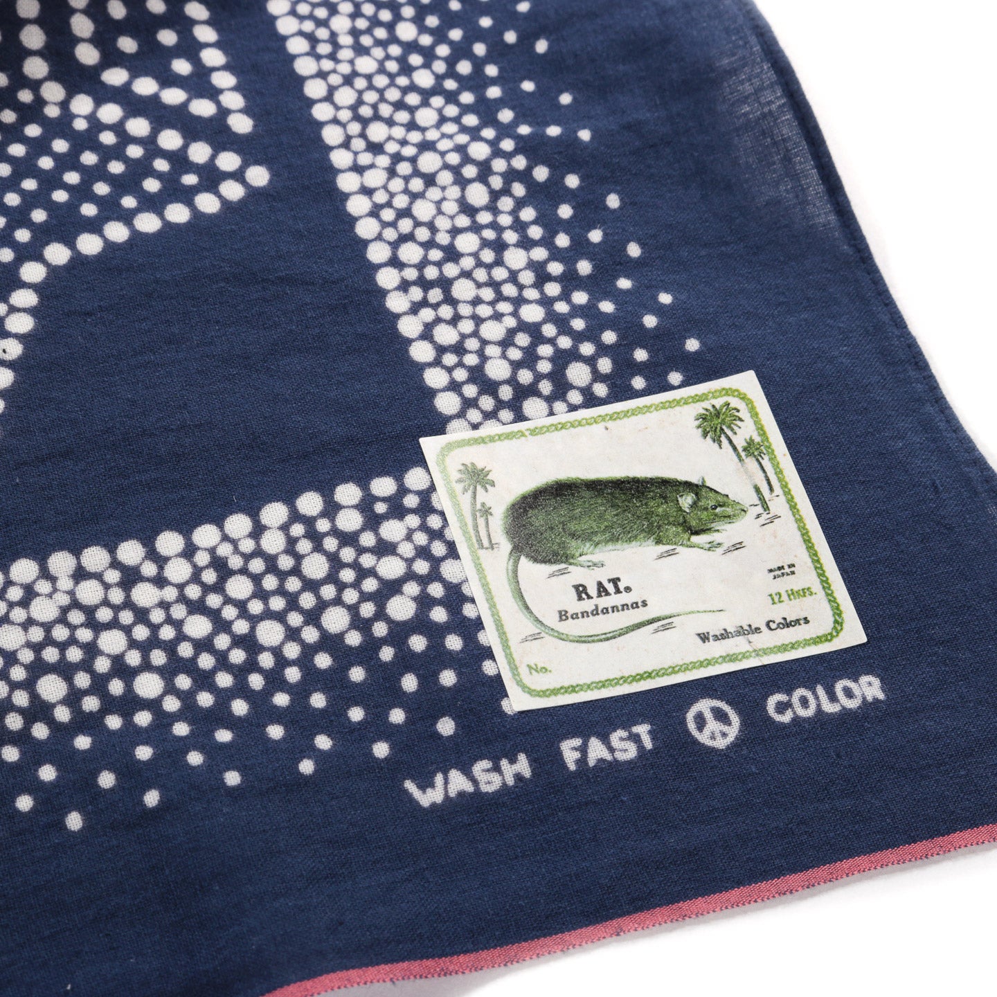 KAPITAL FASTCOLOR SELVEDGE BANDANA MAGPIE EMBROIDERY NAVY
