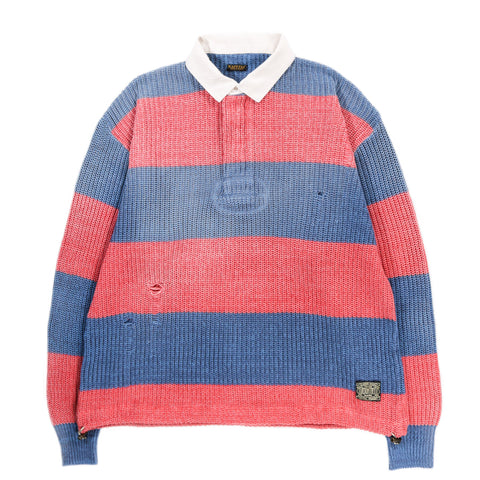 KAPITAL 5G COTTON KNIT RUGGER SHIRT SAX X RED