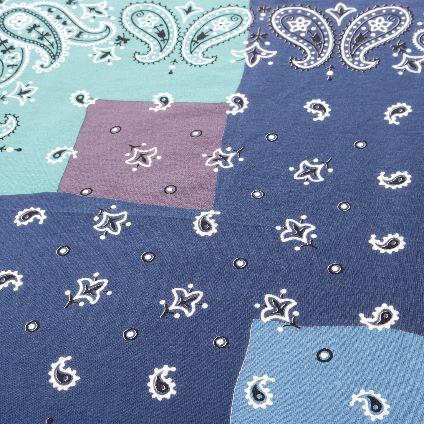 KAPITAL FASTCOLOR SELVEDGE BANDANA PAISLEY PATCHWORK NAVY