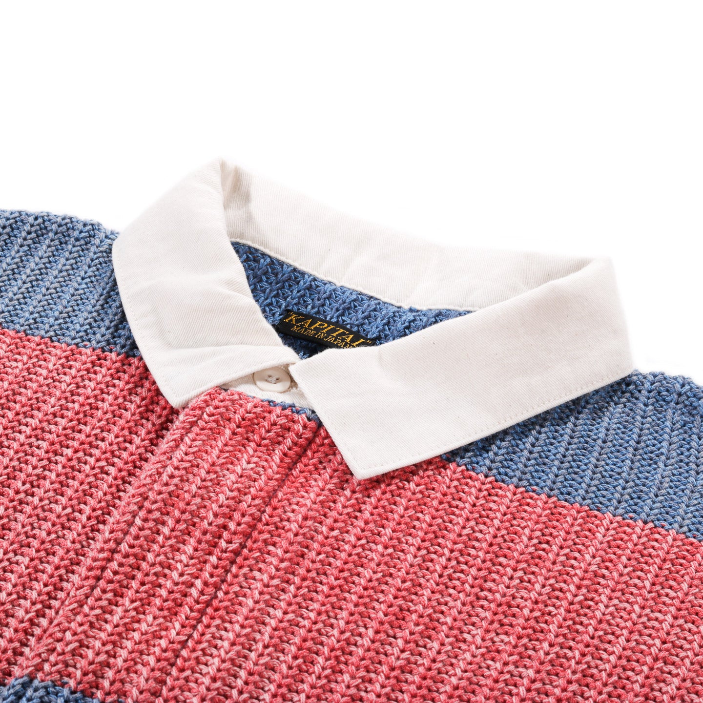 KAPITAL 5G COTTON KNIT RUGGER SHIRT SAX X RED