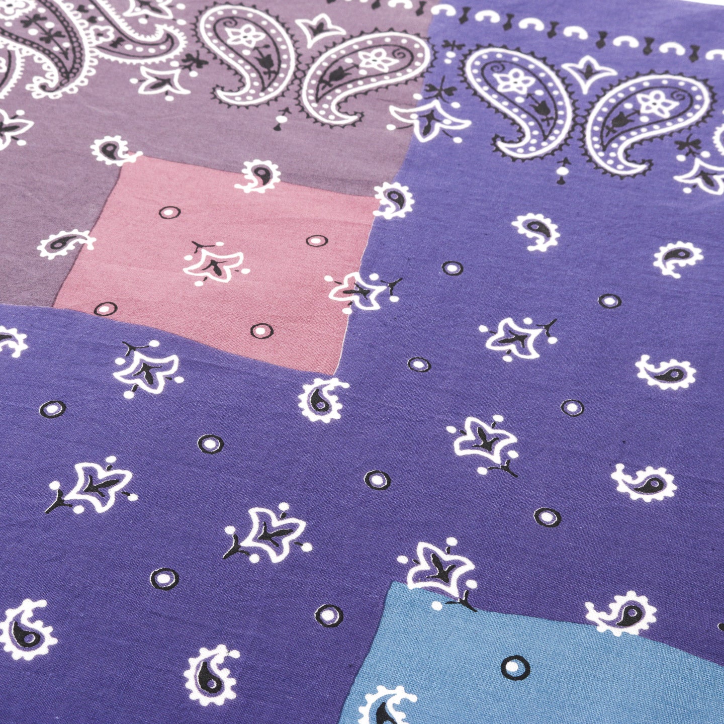 KAPITAL FASTCOLOR SELVEDGE BANDANA PAISLEY PATCHWORK PURPLE