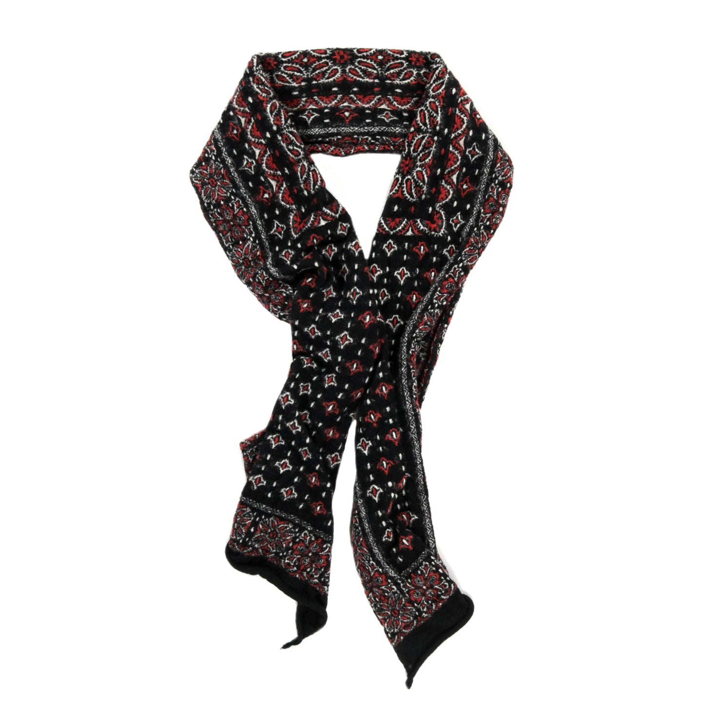 KAPITAL WOOL HAPPY SCARF COLORFUL BIG MAMA BANDANA BLACK