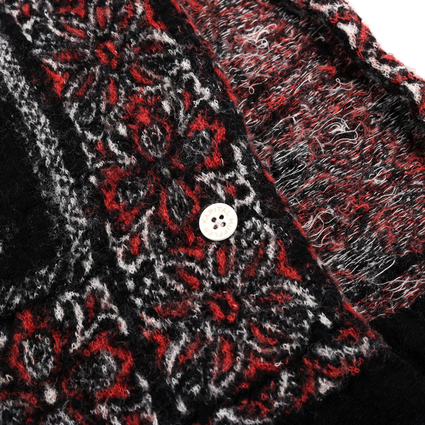 KAPITAL WOOL HAPPY SCARF COLORFUL BIG MAMA BANDANA BLACK
