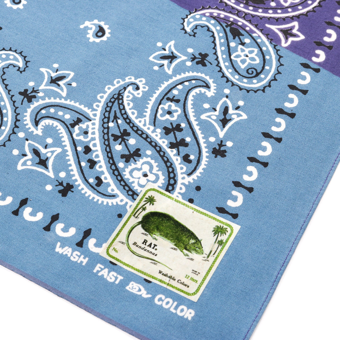 KAPITAL FASTCOLOR SELVEDGE BANDANA PAISLEY PATCHWORK PURPLE