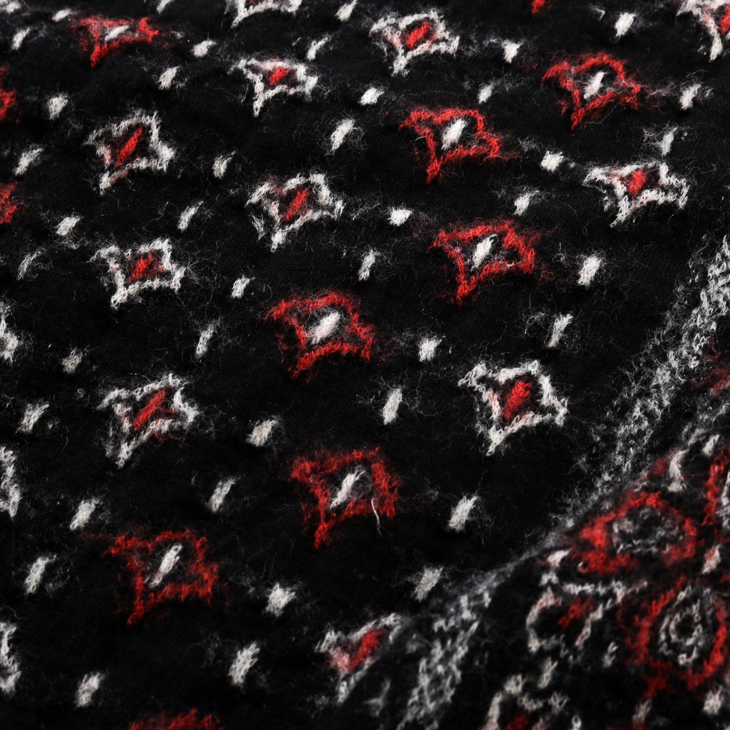 KAPITAL WOOL HAPPY SCARF COLORFUL BIG MAMA BANDANA BLACK