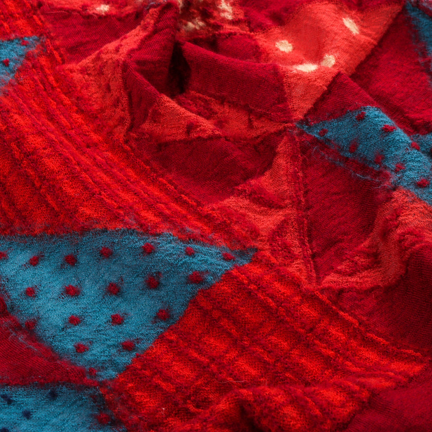 KAPITAL FULLING WOOL HAPPY SCARF INDIGO RAG RED