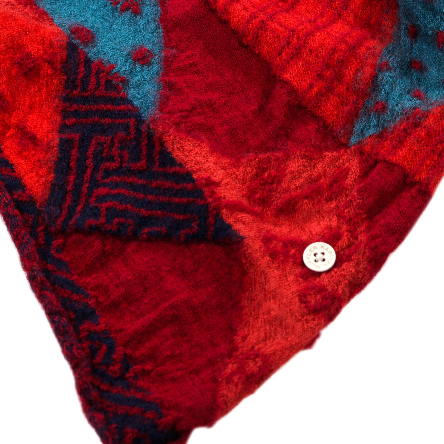 KAPITAL FULLING WOOL HAPPY SCARF INDIGO RAG RED