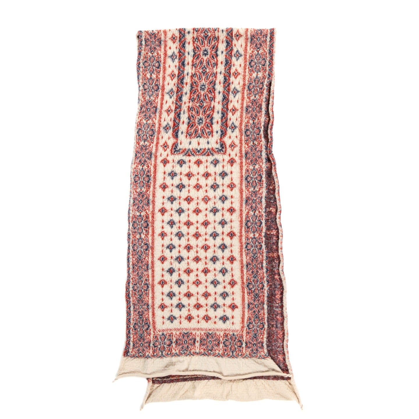 KAPITAL FULLING WOOL SCARF COLORFUL BIG MAMA BANDANA ECRU