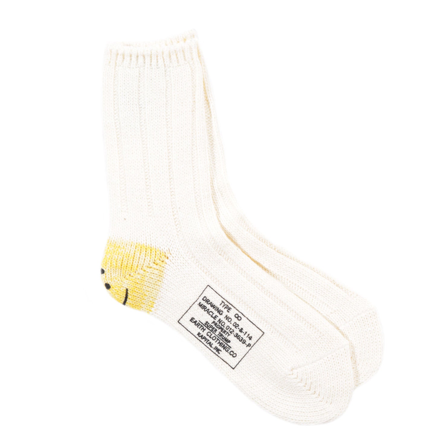 KAPITAL 56 YARNS MA-1 RAINBOWY HAPPY HEEL SOCKS WHITE