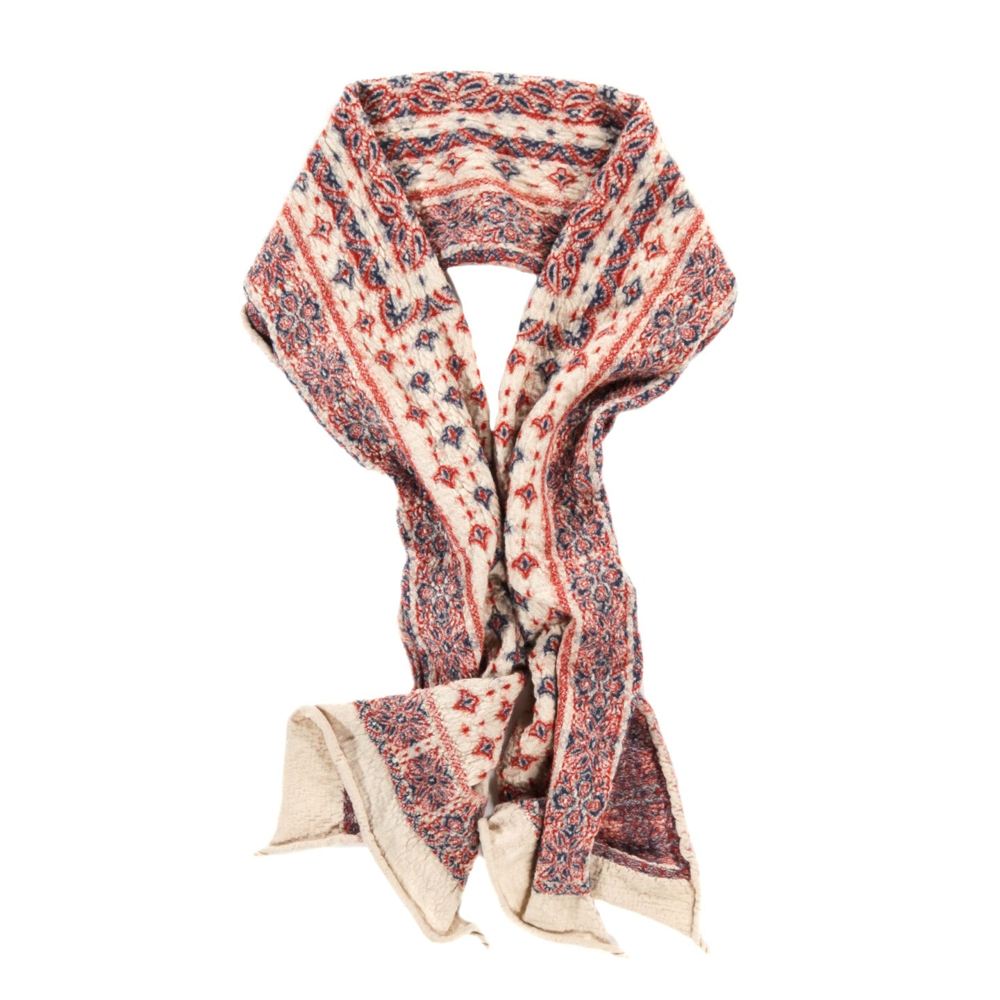 KAPITAL FULLING WOOL SCARF COLORFUL BIG MAMA BANDANA ECRU
