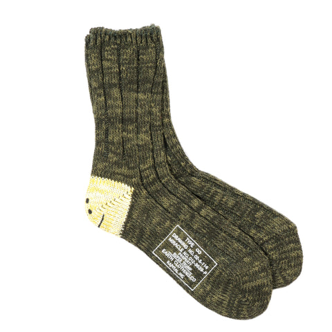 KAPITAL 56 YARNS MA-1 RAINBOWY HAPPY HEEL SOCKS KHAKI