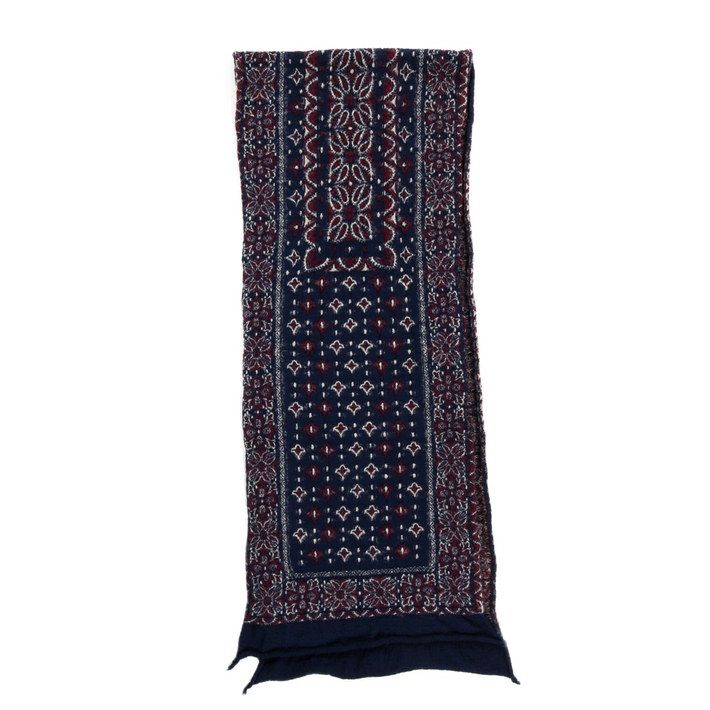 KAPITAL WOOL HAPPY SCARF COLORFUL BIG MAMA BANDANA NAVY