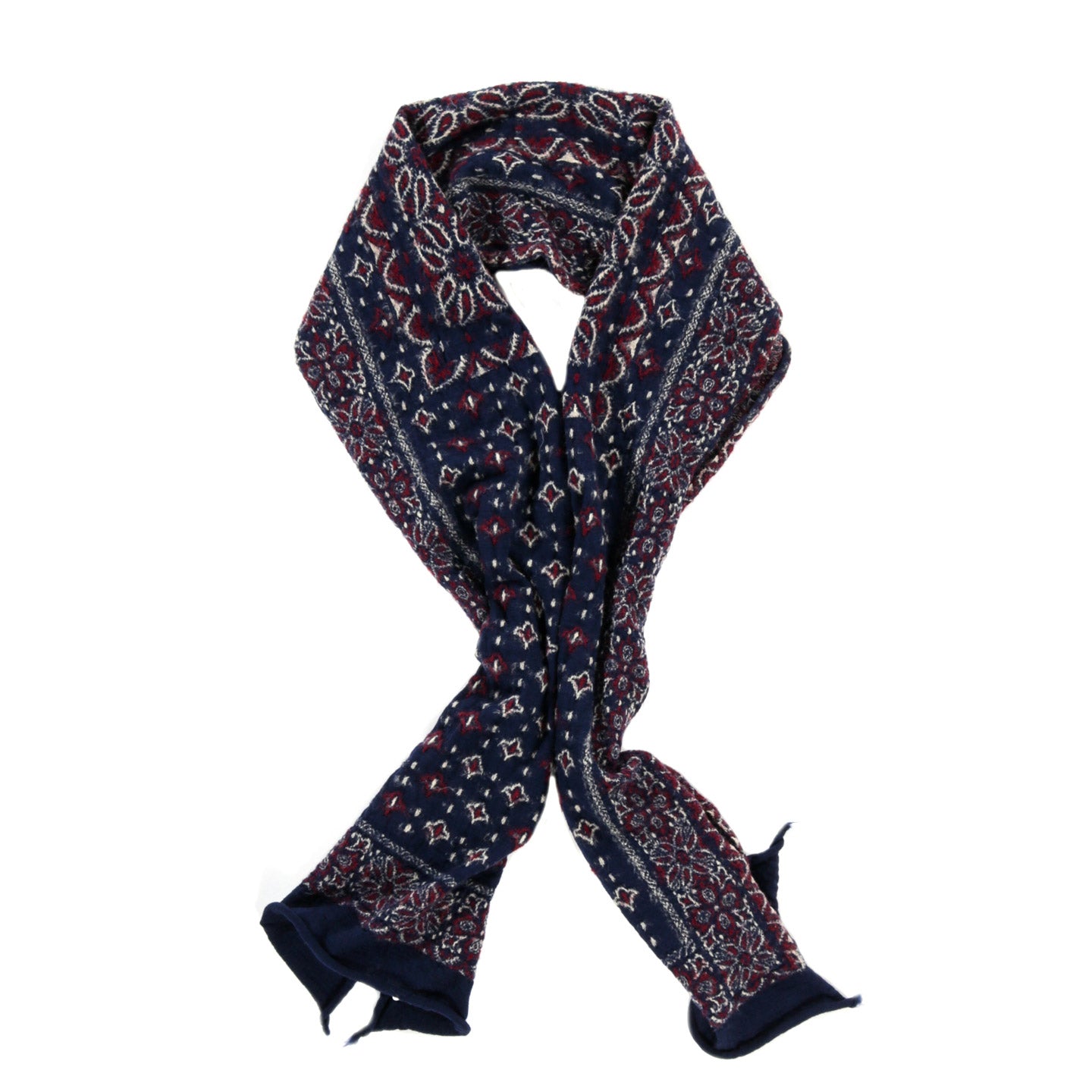 KAPITAL WOOL HAPPY SCARF COLORFUL BIG MAMA BANDANA NAVY