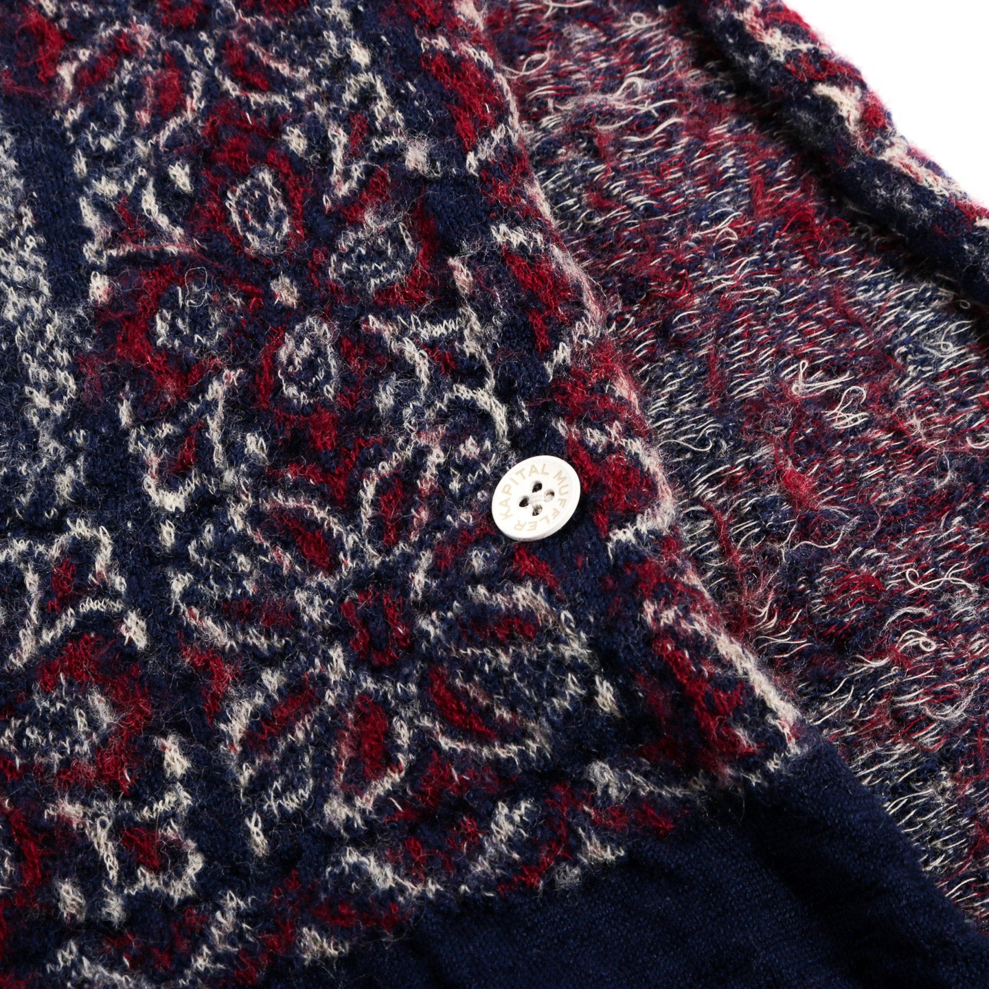 KAPITAL WOOL HAPPY SCARF COLORFUL BIG MAMA BANDANA NAVY