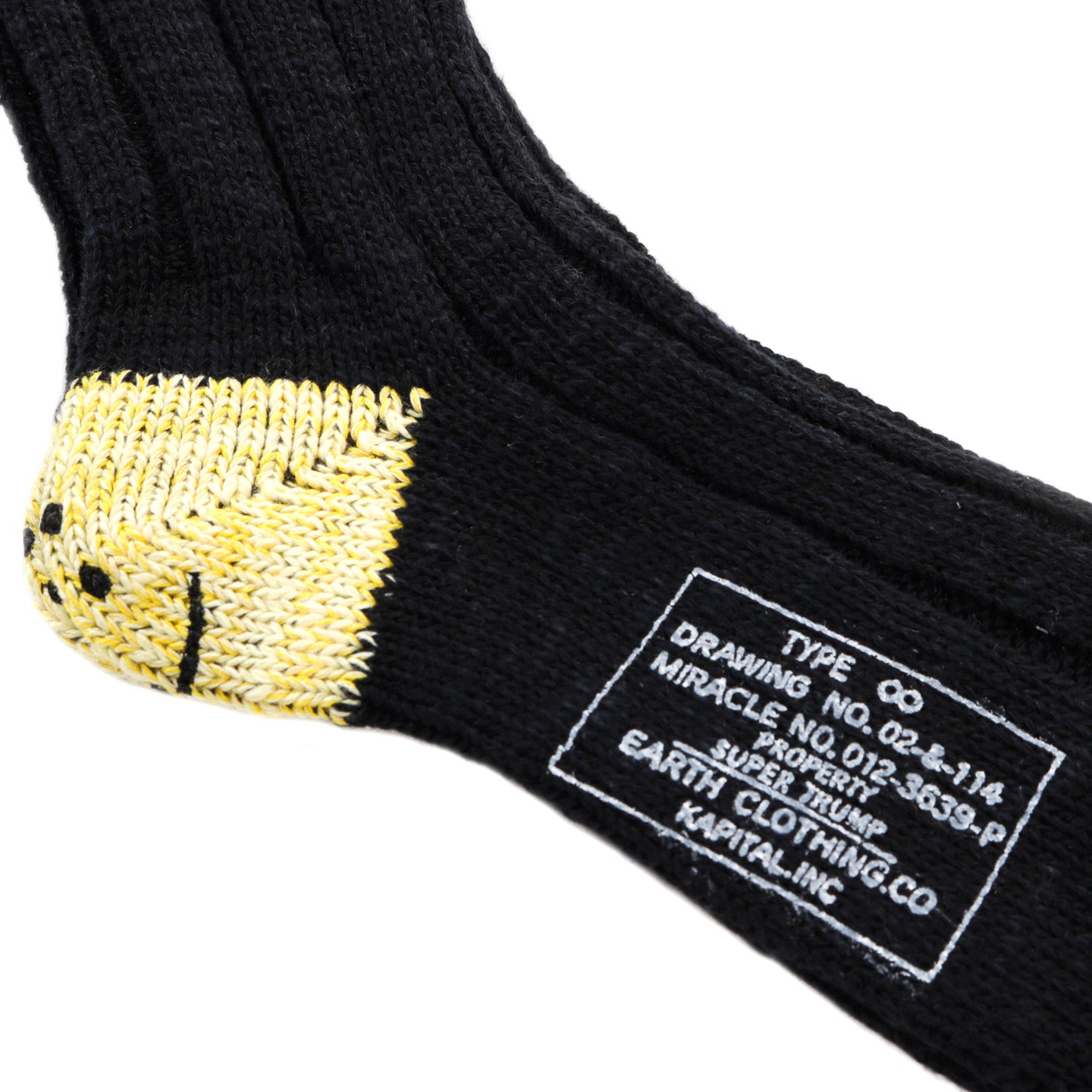 KAPITAL 56 YARNS MA-1 RAINBOWY HAPPY HEEL SOCKS BLACK