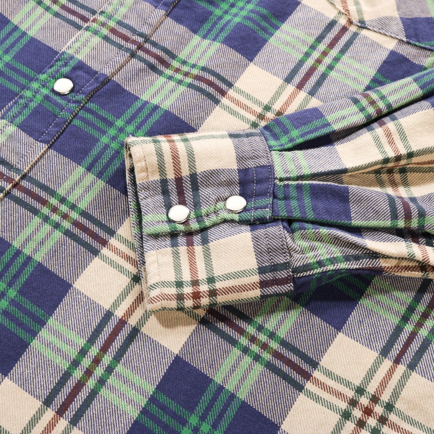 KAPITAL COLUMBIA CHECK HUSKY WESTERN SHIRT GREEN