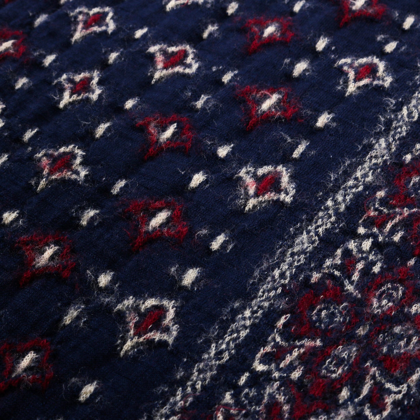KAPITAL WOOL HAPPY SCARF COLORFUL BIG MAMA BANDANA NAVY