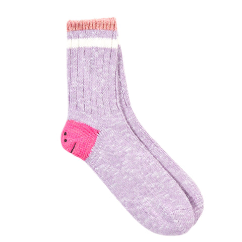 KAPITAL 60 YARNS IVY RAINBOWY HAPPY HEEL-HOLD SOCKS PURPLE X PINK