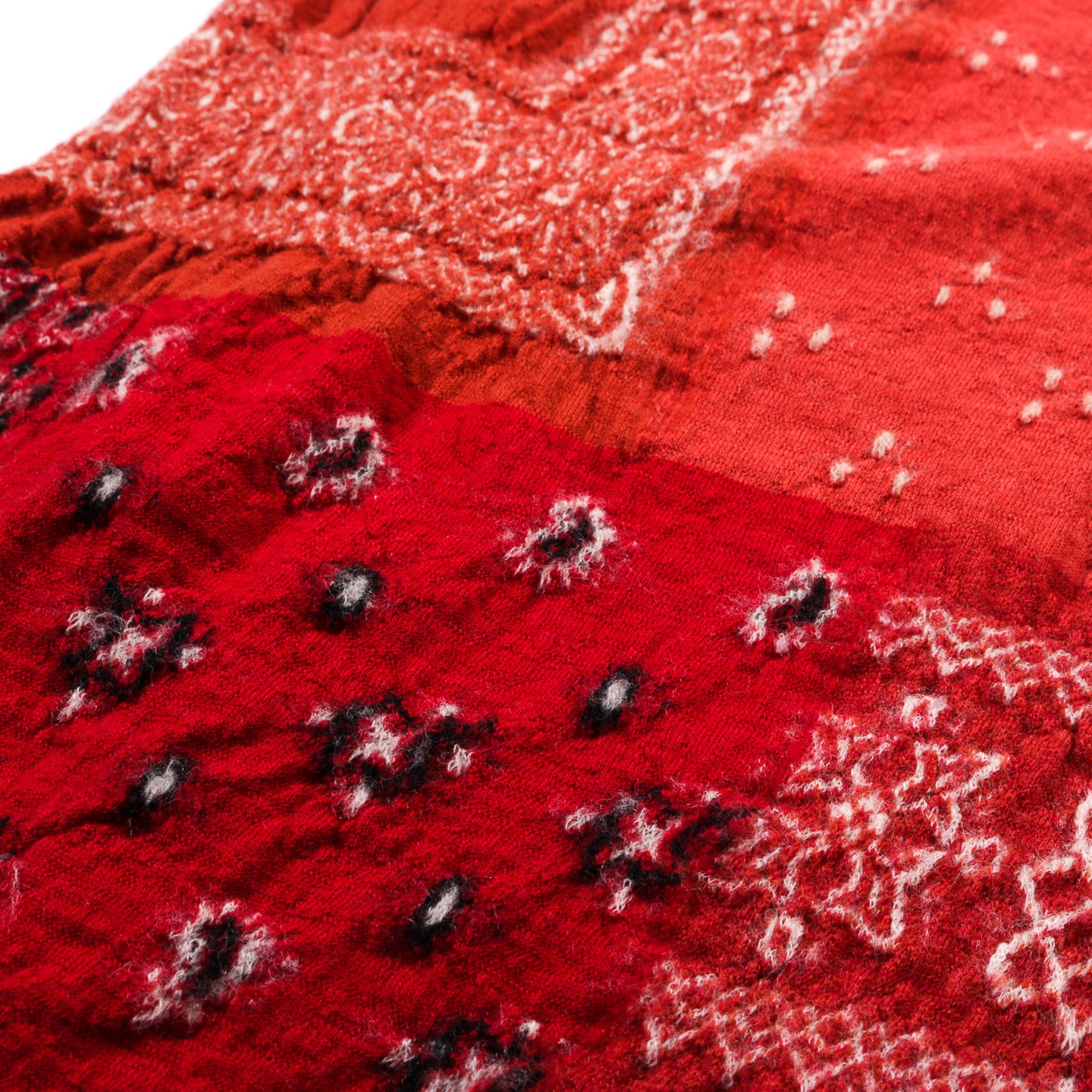 KAPITAL FULLING WOOL HAPPY SCARF BANDANA PATCHWORK RED