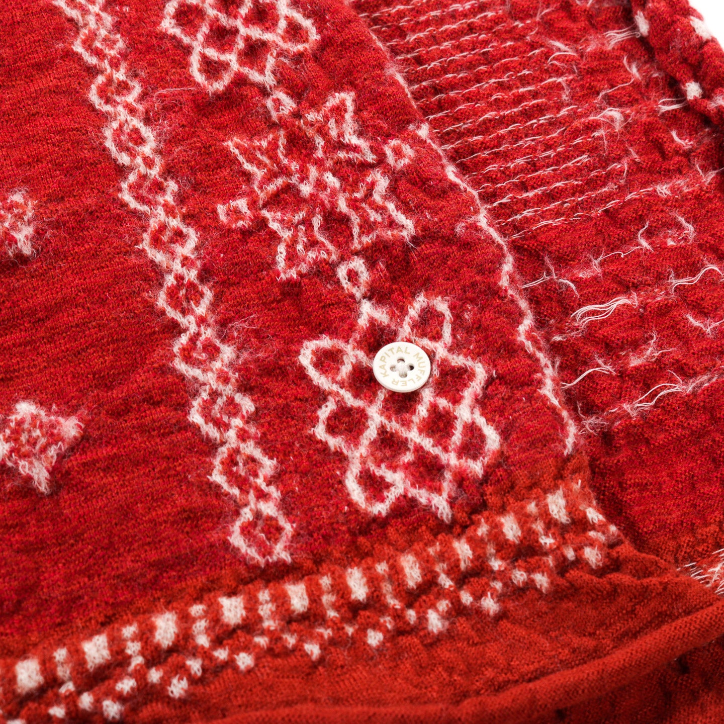 KAPITAL FULLING WOOL HAPPY SCARF BANDANA PATCHWORK RED