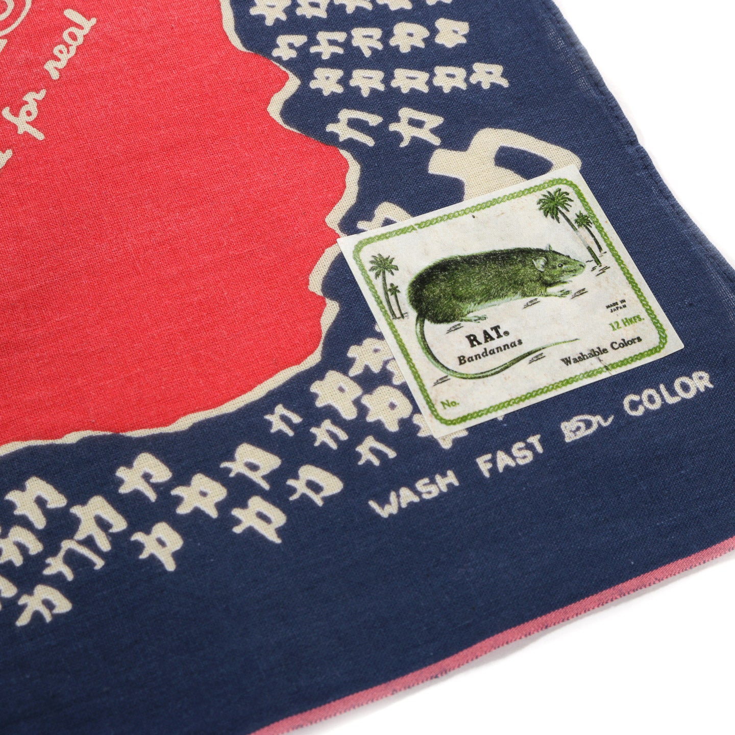 KAPITAL FASTCOLOR SELVEDGE BANDANA LOVE POWER NAVY
