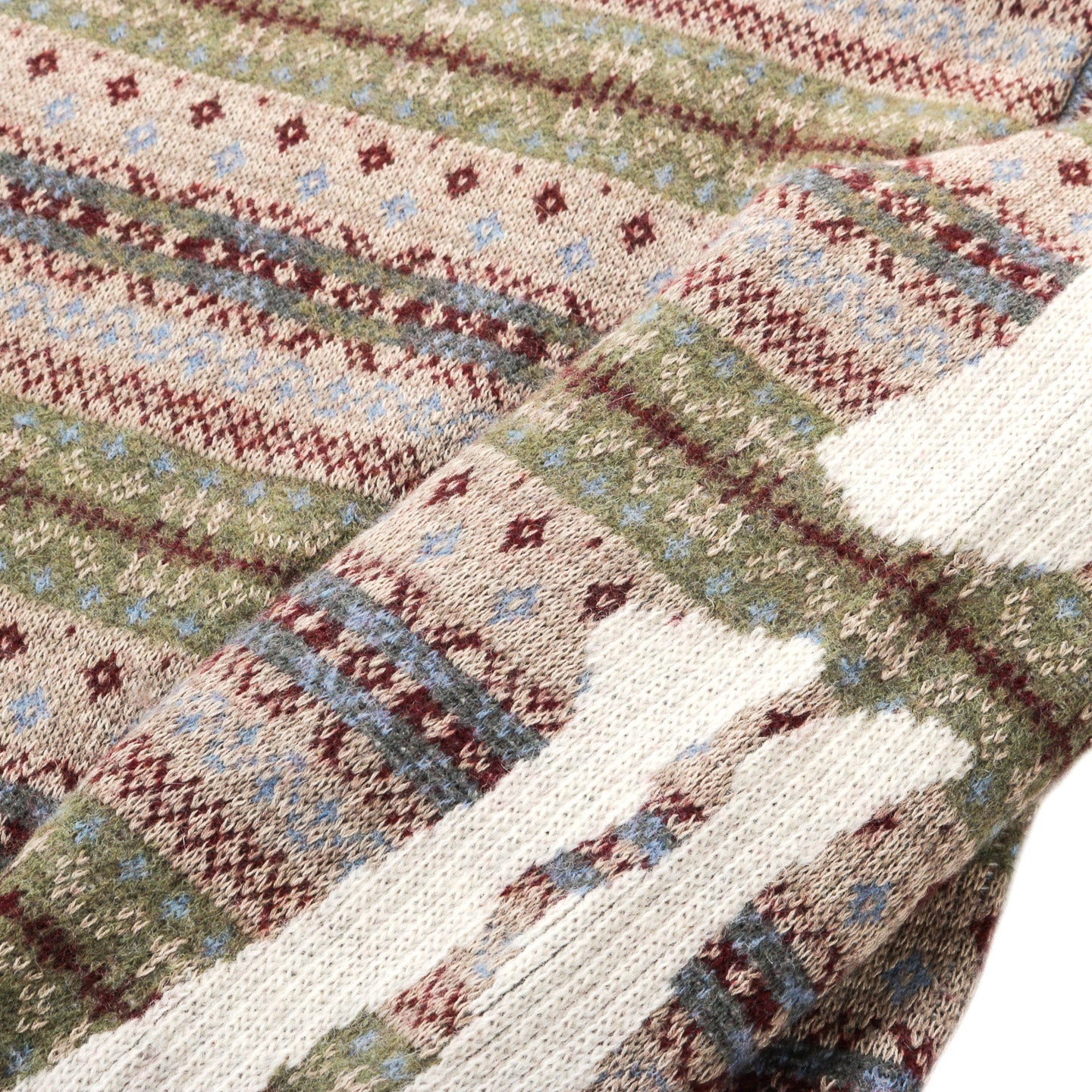 KAPITAL 7G WOOL FAIR ISLE BONE CREW SWEATER SAX