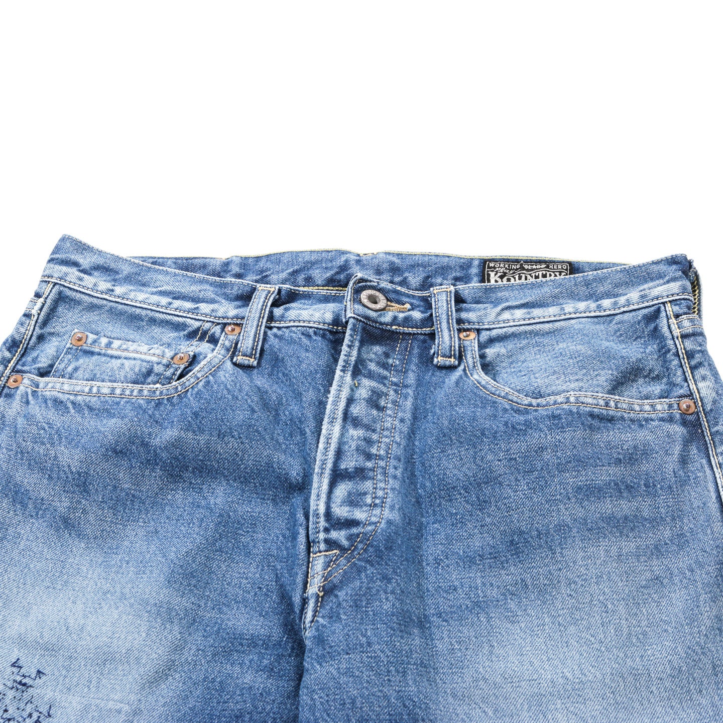 KAPITAL 14OZ DENIM 5P MONKEY CISCO 3 YEARS FADE INDIGO