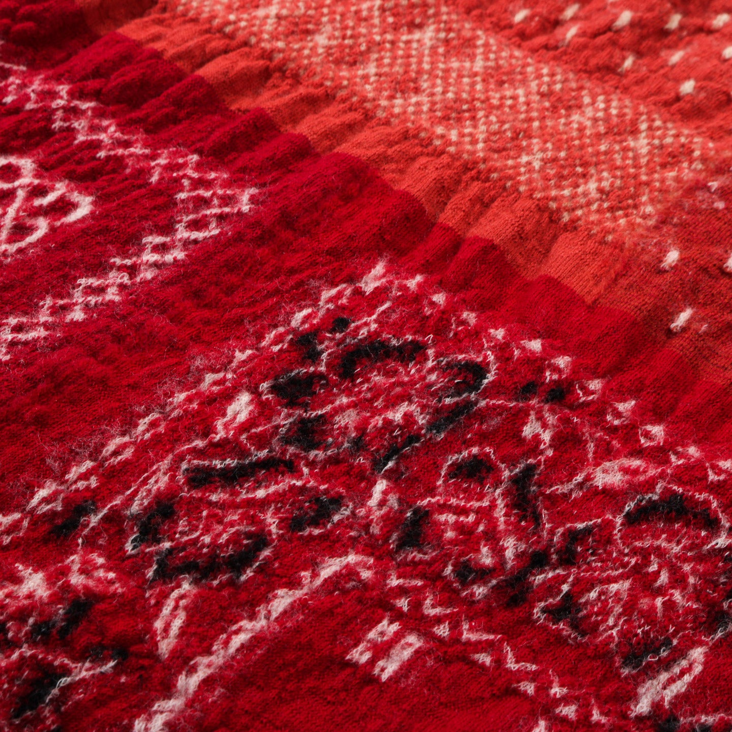 KAPITAL FULLING WOOL HAPPY SCARF BANDANA PATCHWORK RED