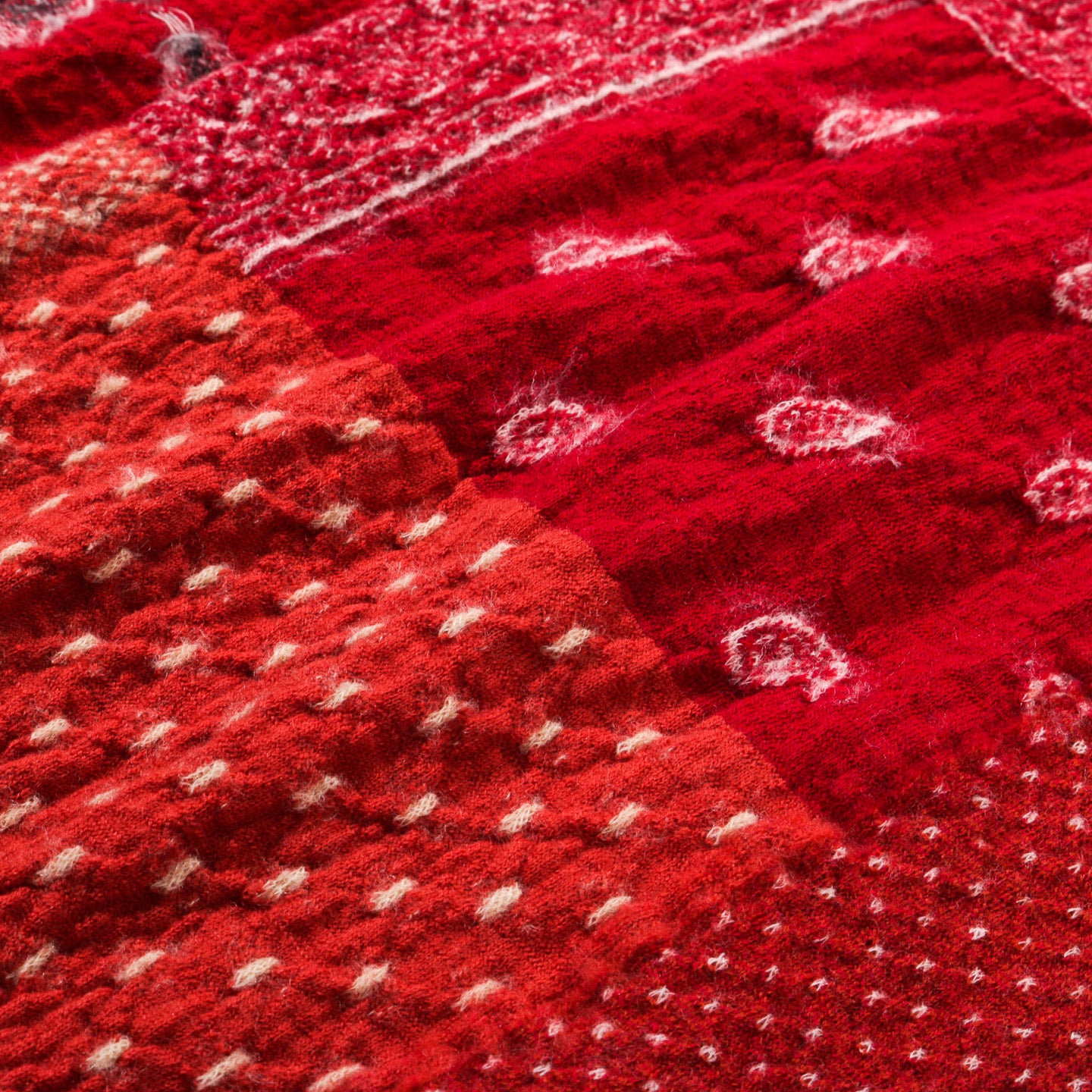 KAPITAL FULLING WOOL HAPPY SCARF BANDANA PATCHWORK RED