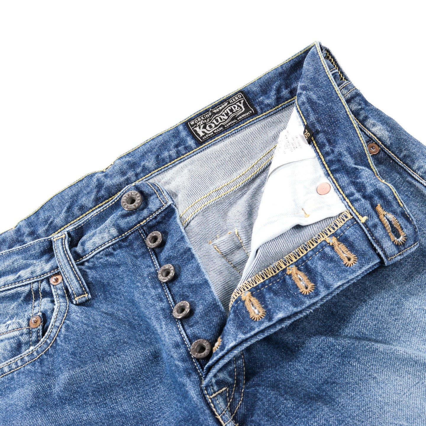 KAPITAL 14OZ DENIM 5P MONKEY CISCO 3 YEARS FADE INDIGO