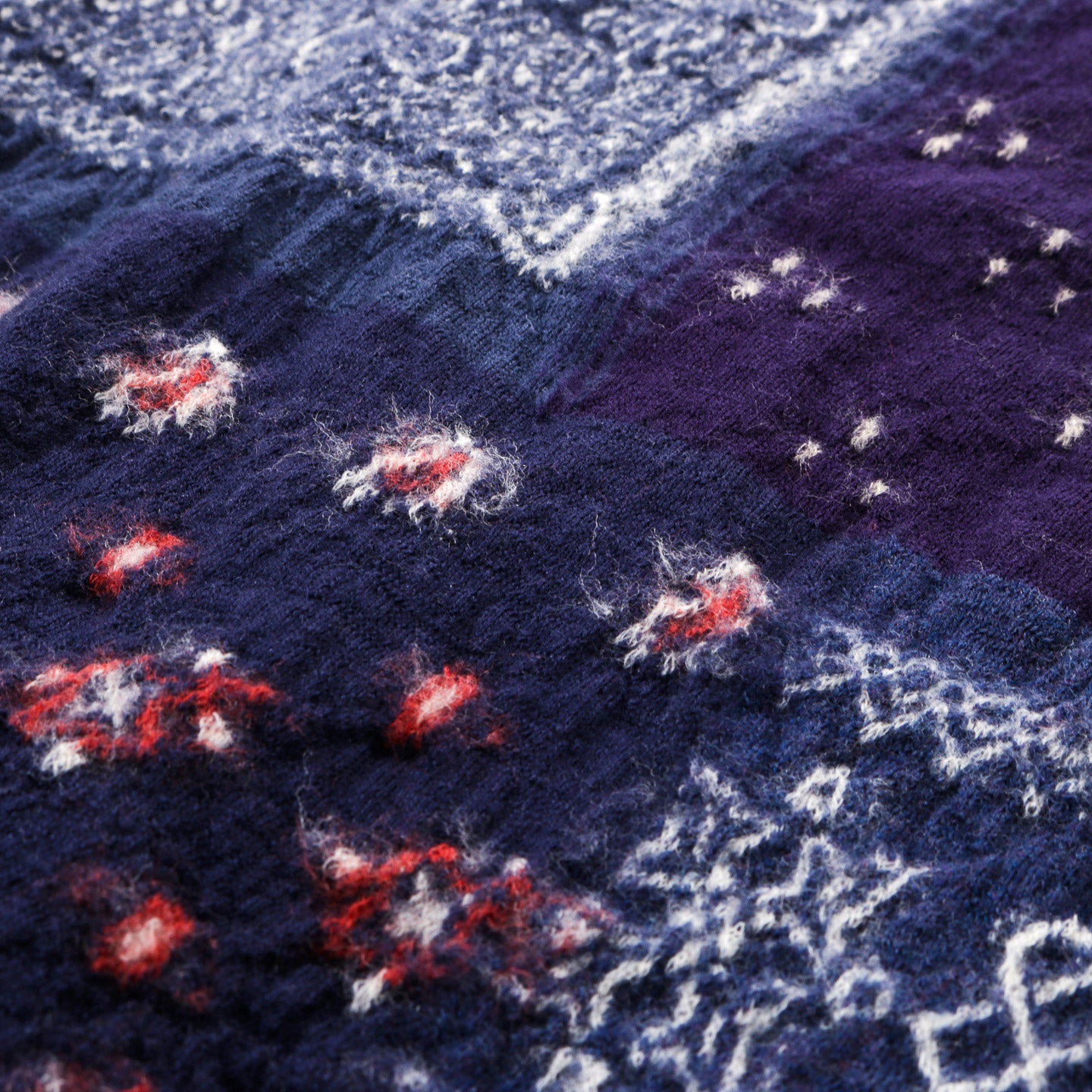 KAPITAL FULLING WOOL HAPPY SCARF BANDANA PATCHWORK NAVY