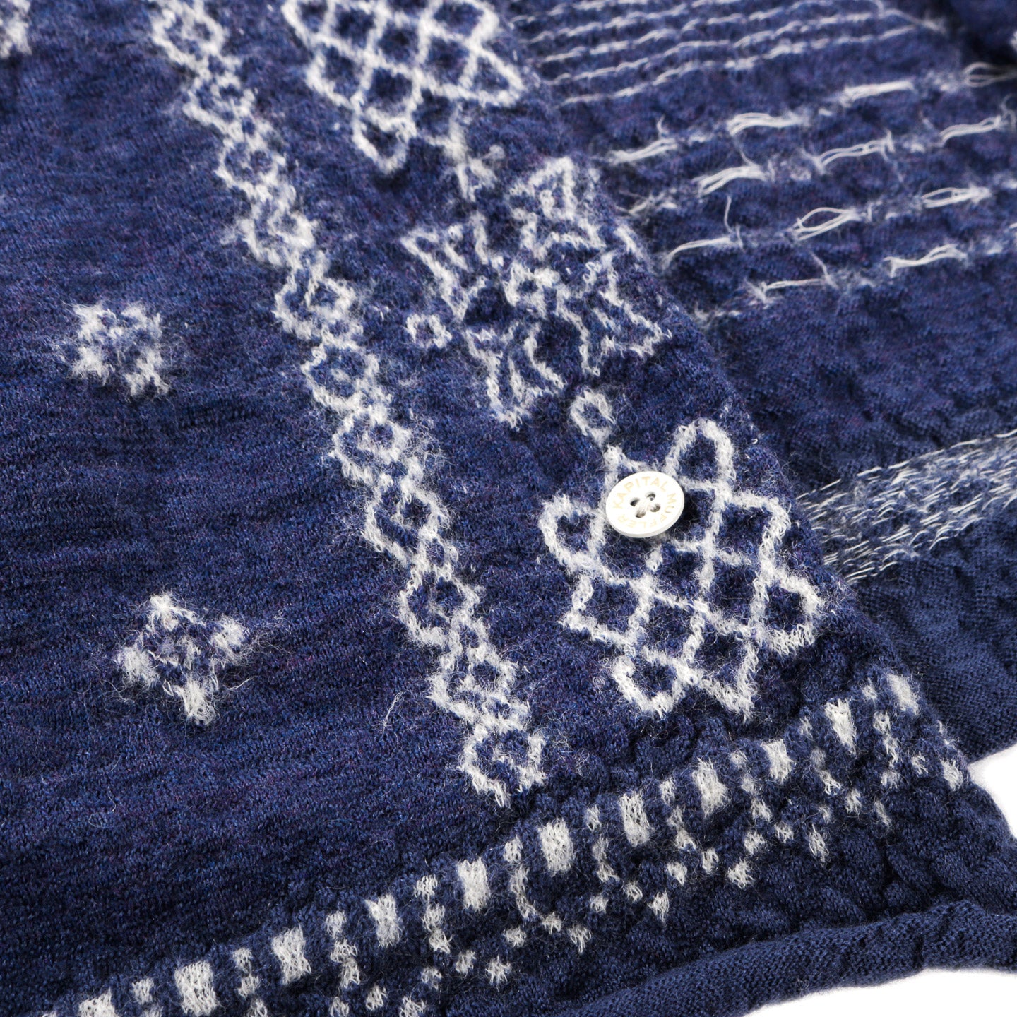 KAPITAL FULLING WOOL HAPPY SCARF BANDANA PATCHWORK NAVY