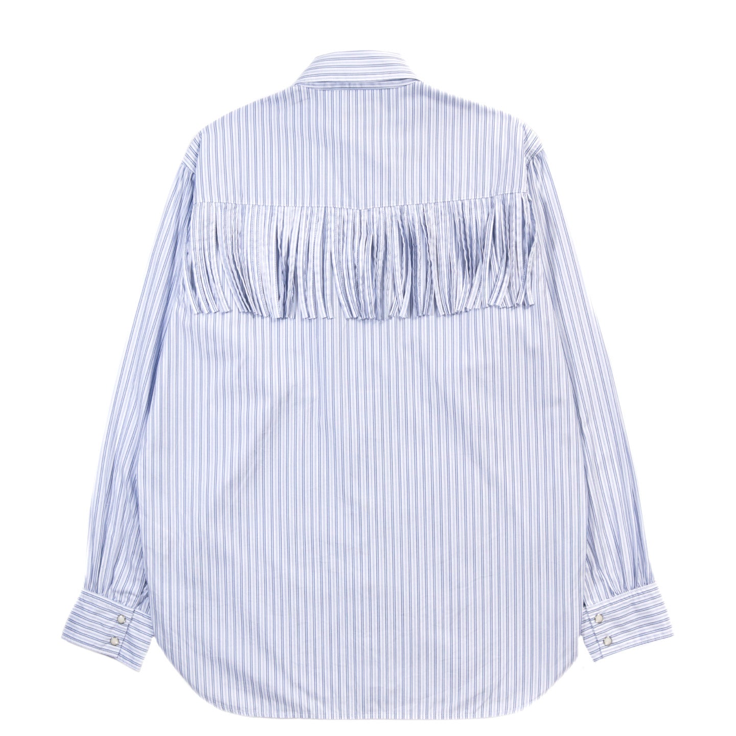KAPITAL COTTON STRIPE FRINGED HUSKY WESTERN SHIRT BIG BORDER