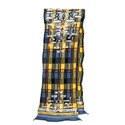 KAPITAL WOOL HAPPY SCARF TARTAN AINU BLUE