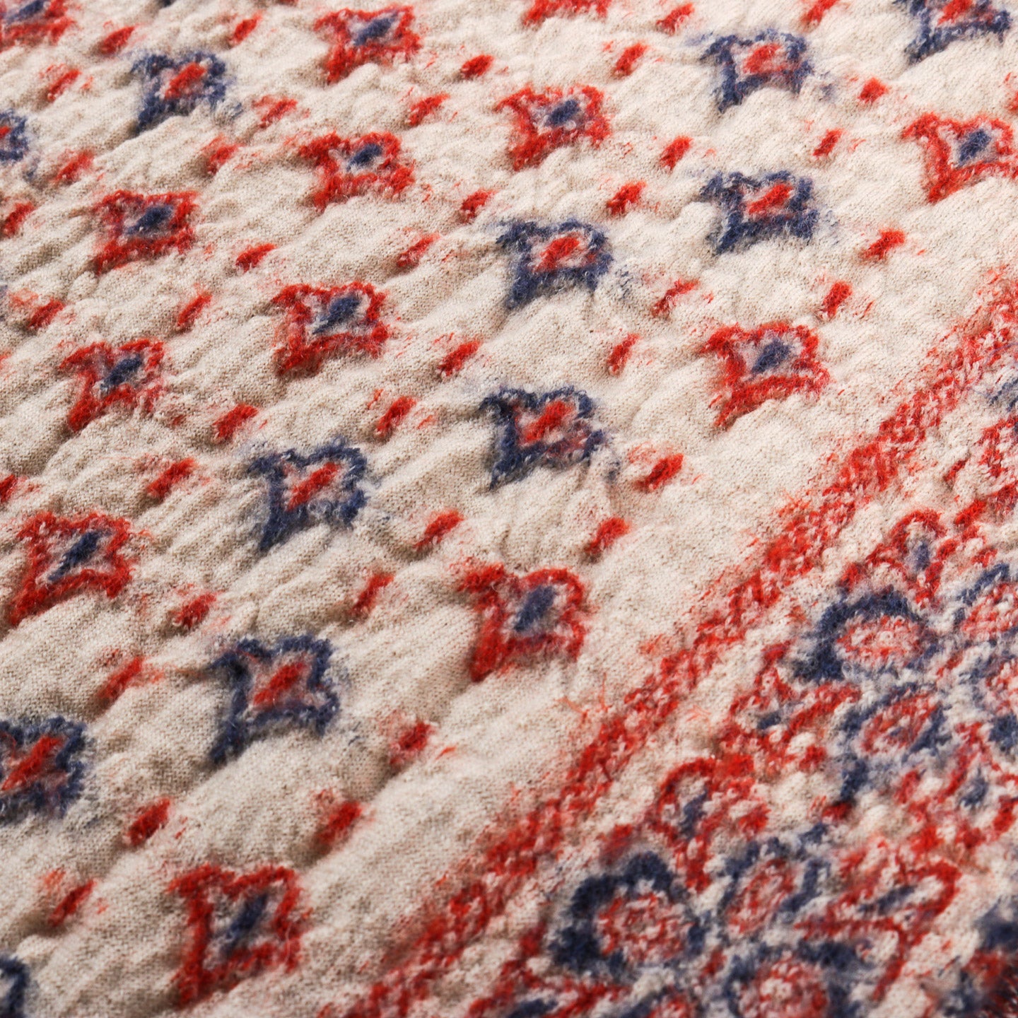 KAPITAL FULLING WOOL SCARF COLORFUL BIG MAMA BANDANA ECRU