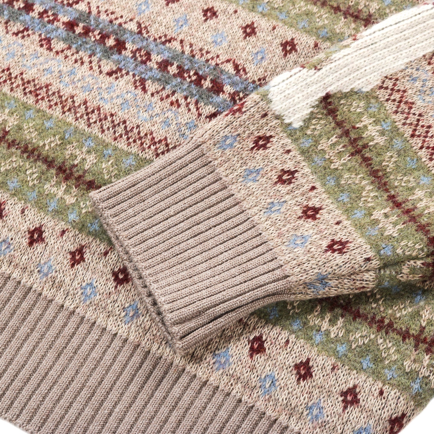 KAPITAL 7G WOOL FAIR ISLE BONE CREW SWEATER SAX